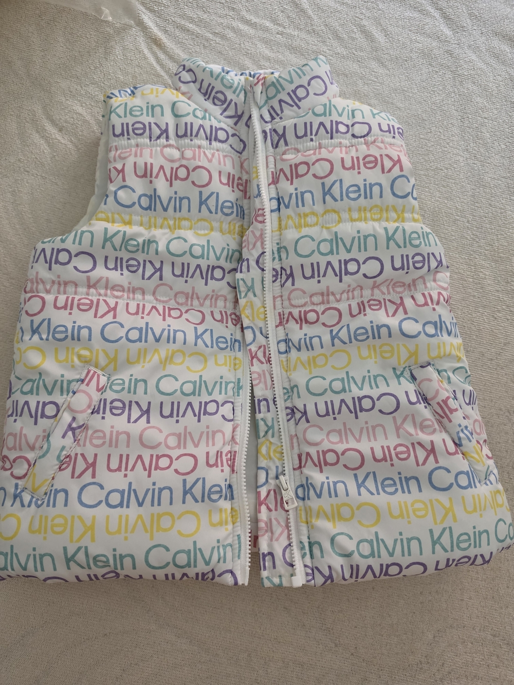 Calvin Klein Kids Rainbow Logo Puffer Vest, Size 3T